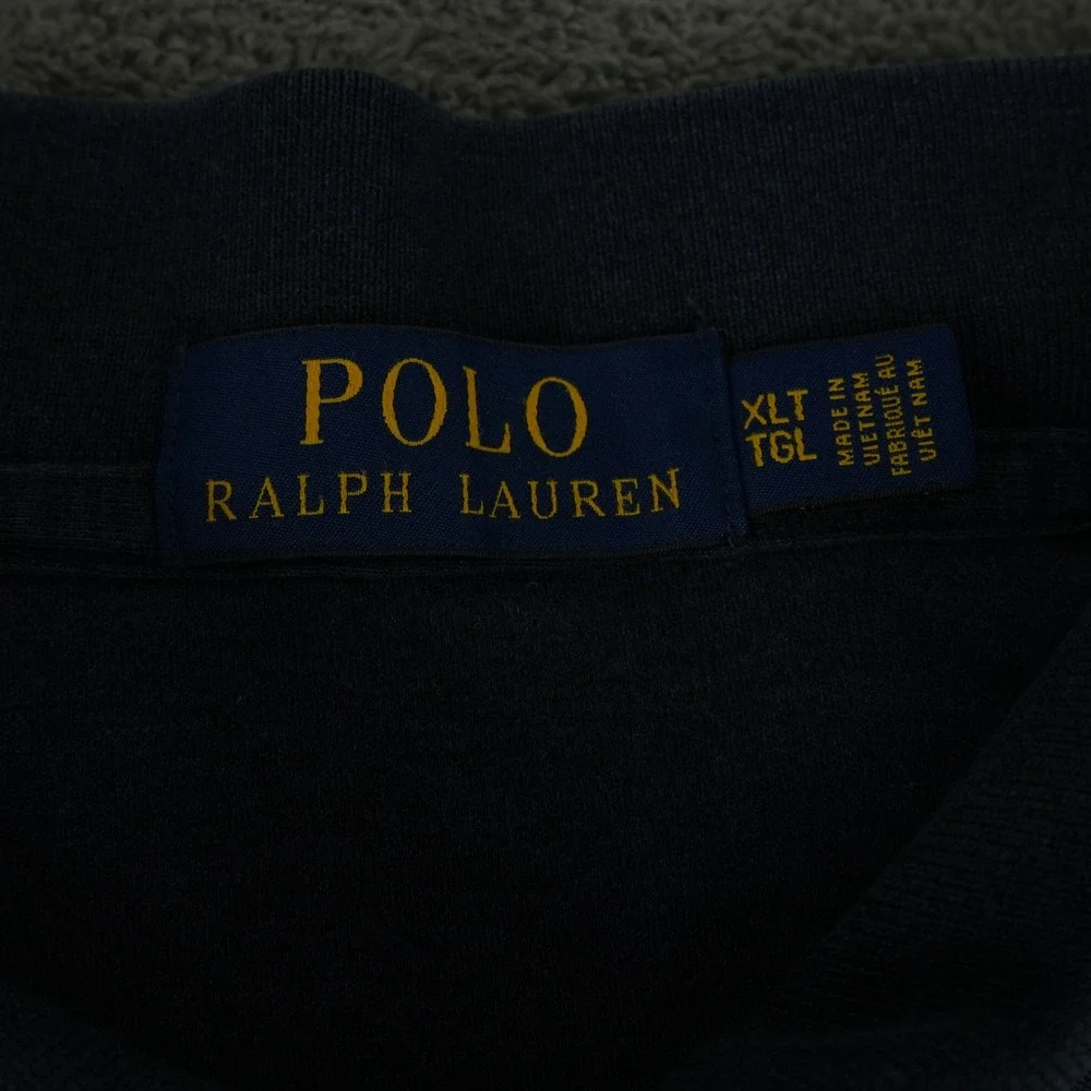 Polo Ralph Lauren Polo Shirt Mens XLT Navy Blue‎ Short Sleeve Flesh Pony Logo